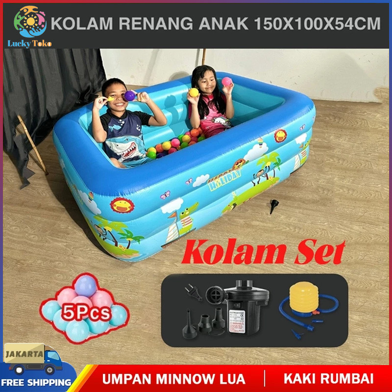 Kolam Renang Anak Jumbo 3m PVC 3ring Portable Kolam Mandi Bola Anak Inflatable Swimming Pool Pompo K