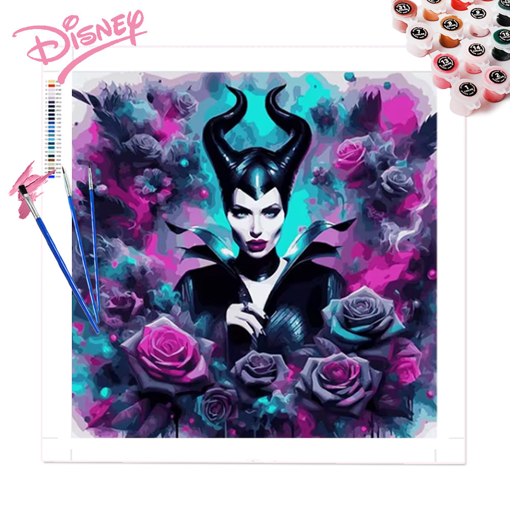 

Disney Villa Painting By Numbers Kit Maleficent Acrylic Paint Rose Flower On Canvas Home Cartoon Drawing Decoration Gift