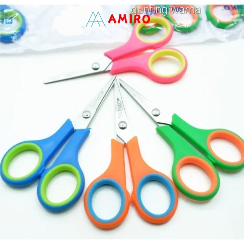 

(1renceng=12pcs) Gunting kertas renceng warna scissors kain harga murah kuat stainless tajam RB9