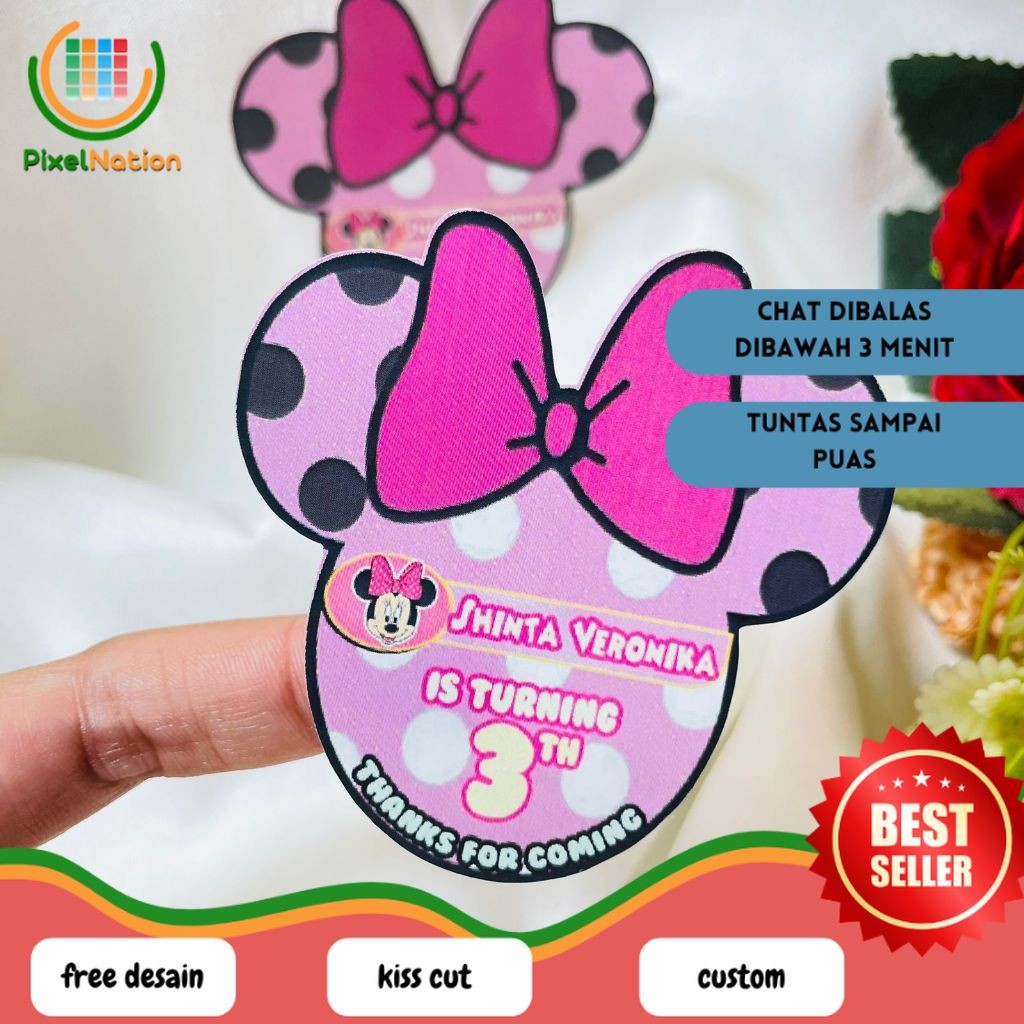 

PiNat 4-8 Sticker Karakter Ulang Tahun Anak Stiker Ultah Free Design Birthday Custom Chromo