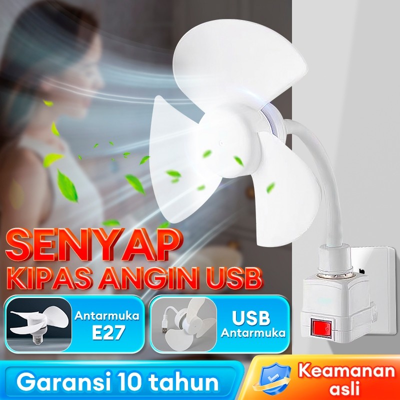 【Garansi 30 tahun】Lampu kipas angin gantung plafon Kipas USB E27 berputar 360° kipas kecil portabel