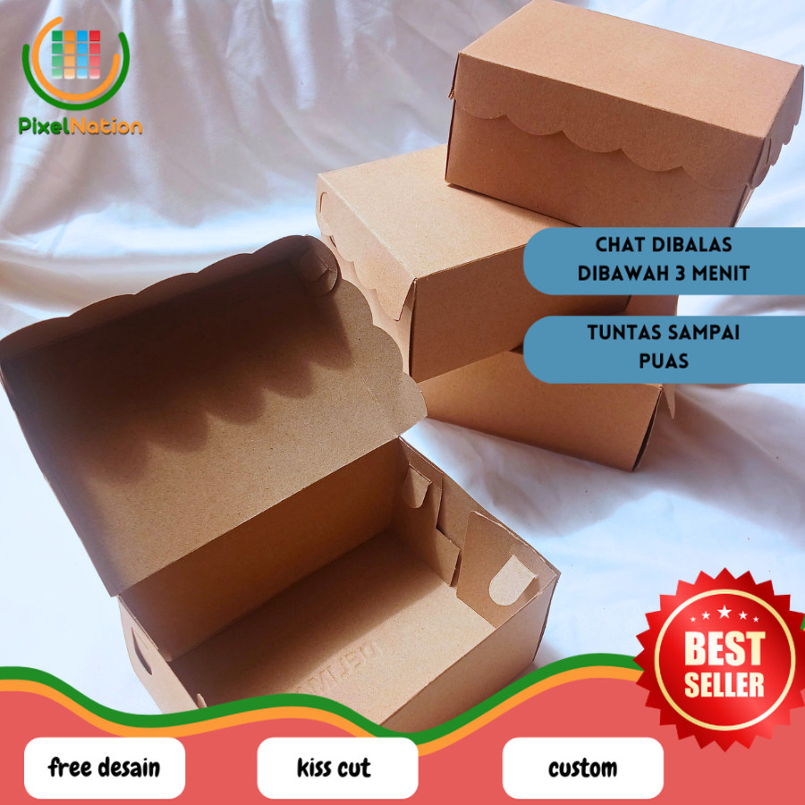 

PiNat Kotak kardus Kraft Coklat/Kardus Kue/Kotak kardus Snack/ Kardus Renda Coklat Non-laminasi