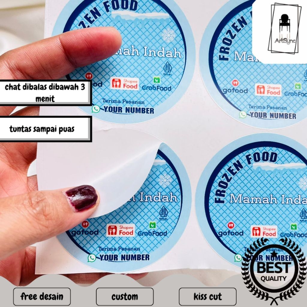 

Syncart 2-4 Label Bulat Sticker Print Vinyl Stiker Frozen Food Anti Air Stiker Makanan Beku Custom