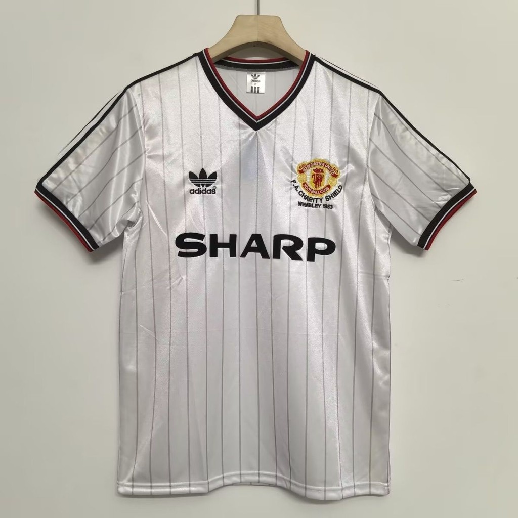 Jersey Vintage 82 Putih Manchester United T shirt pria
