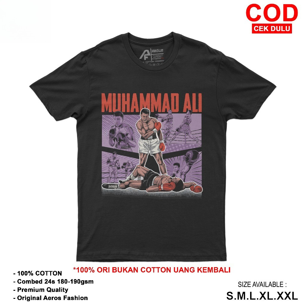 Kaos Muhammad Ali Bootleg Tshirt Tokoh Boxing Premium Cotton Combed 24s Unisex