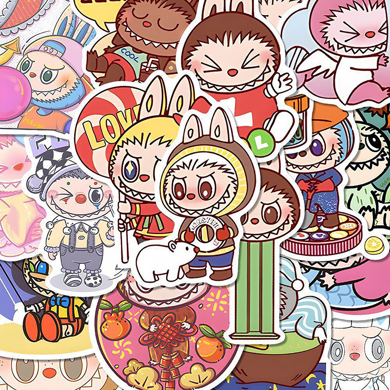 

80pcs Labubu Monster Cartoon Waterproof Stickers Pack Cute Water Bottle Laptop Skateboard Scrapbook Anime Accessories