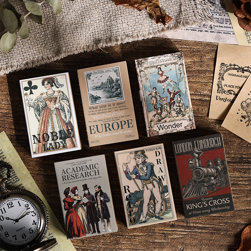 

6Style 120Pcs/pac European Style Cowhide Inside Sticker Book for DIY Handbook Phone Case Glass Bottle Notebook Decoration