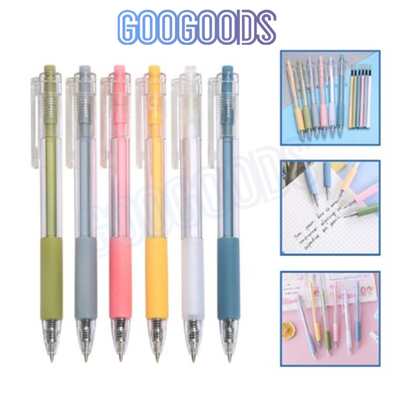 

GG pulpen gel 0.5mm/retractable penas air tipe dorong buram transparan pena karbon mahasiswa kreatif
