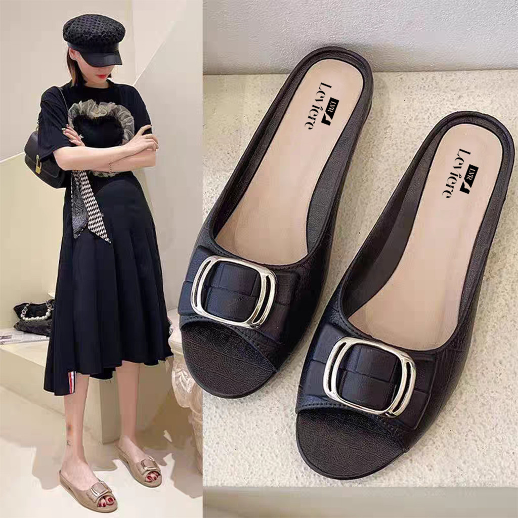 Jackson TG1657 Sandal Wedges Wanita Slop Gesper Ujung Terbuka