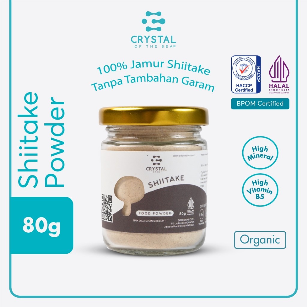 

Crystal Farm - Shiitake Food Powder 80gr - 20gr / Mushroom Powder / Bubuk Kaldu Jamur Shiitake MPASI - Bumbu Tabur Gizi MPASI NON MSG Sehat Broth