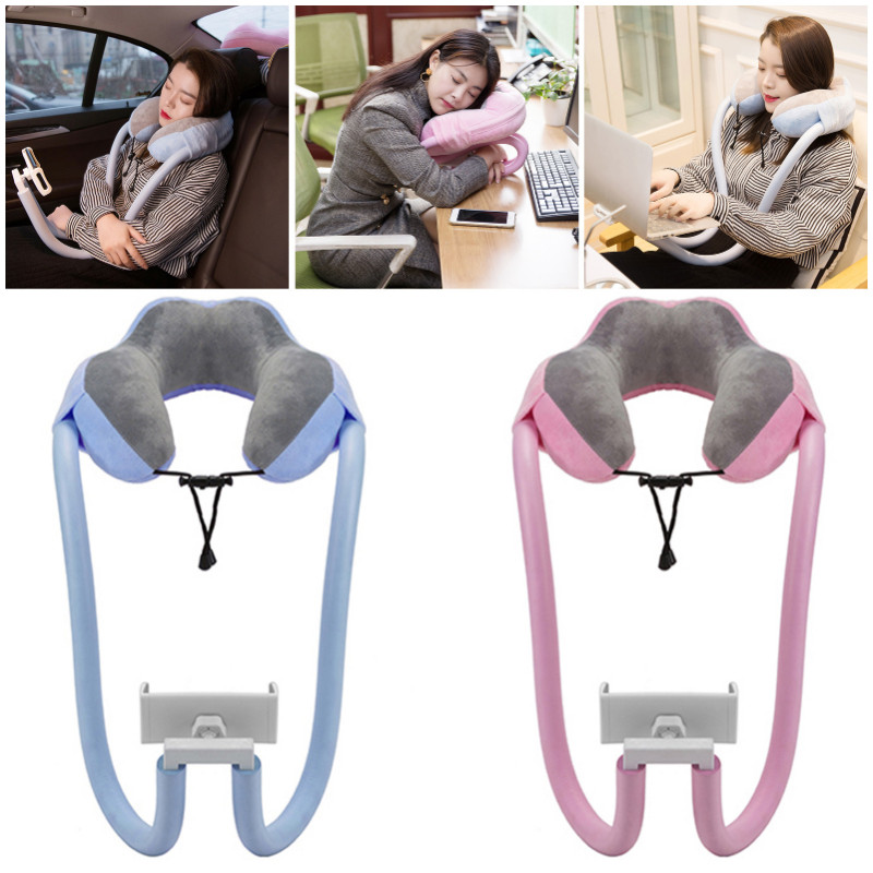 U-shaped Pillow with Mobile Phone Memory Foam Cervical Spine Neck Pillow Tablet Computer Stands Hold