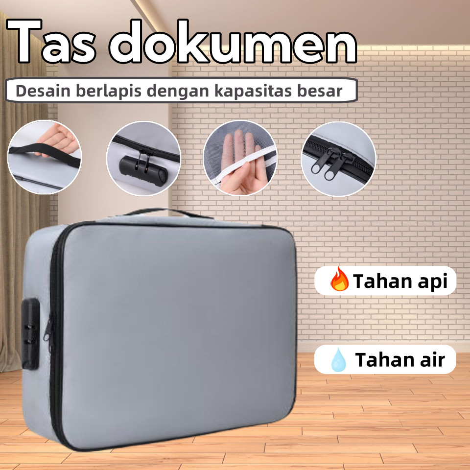 Dokumen Kotak Penyimpanan Tas Dokumen Tahan Api Anti Air Penyimpanan File Sertifikat Paspor Koper Ar