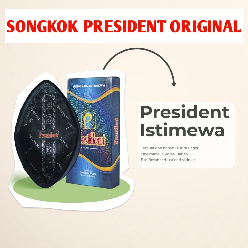 Songkok President / Kopyah Hitam Polos / Songkok Hitam / Kopiah Polos Hitam / Songkok Dewasa / Peci 