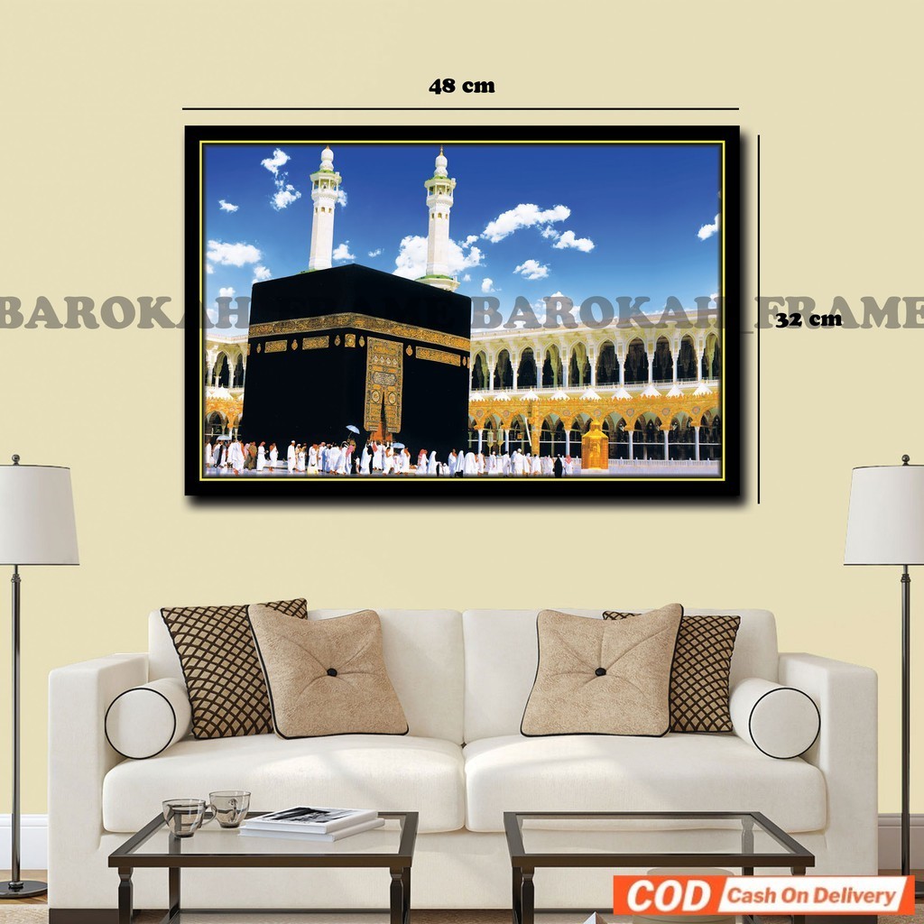 Foto bingkai Mekah Mekkah Madinah Kakbah 32x48cm