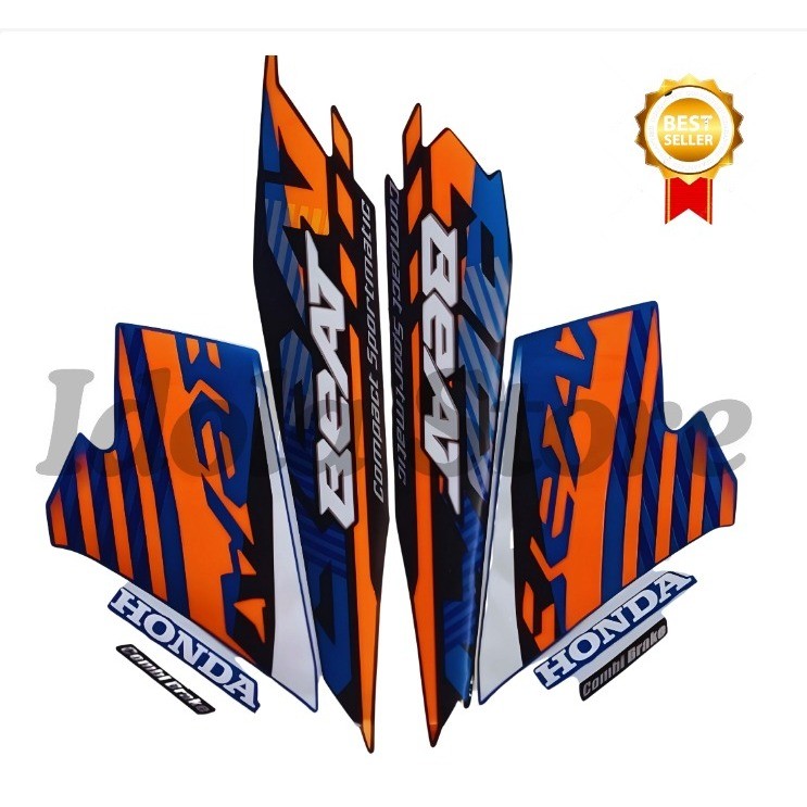 STIKER STRIPING HONDA BEAT NEW 2021 Orange Biru FULL STIKER LIS BODY MOTOR BEAT NEW 2021