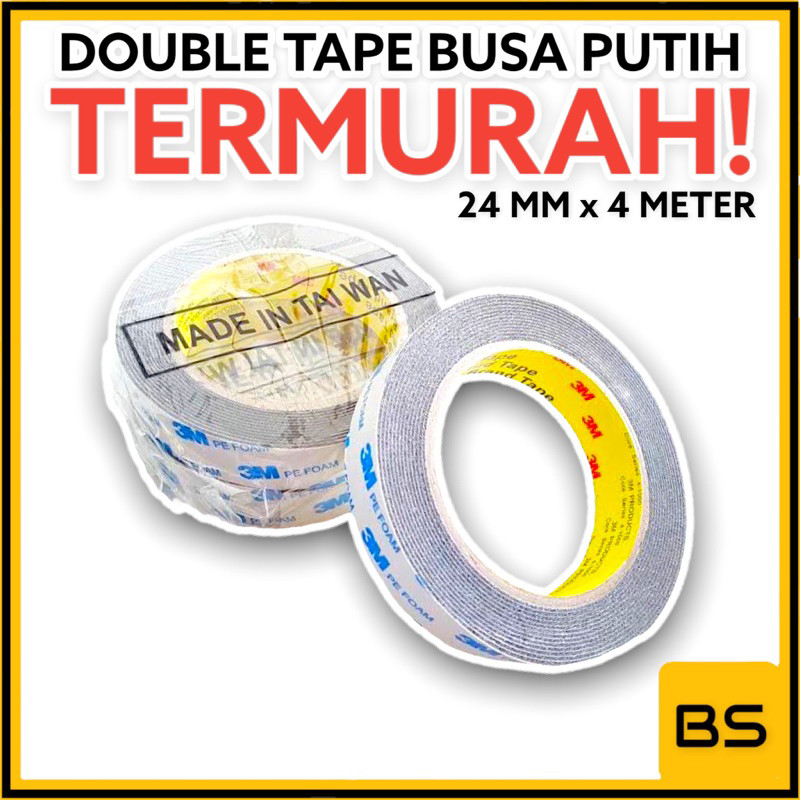 

Double Tape Busa Putih 3M 3 m Pe Foam Tape 20mm x 4m