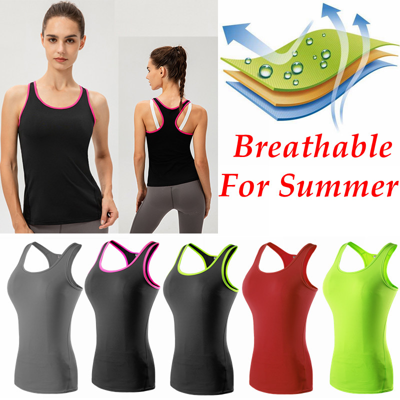 Women Casual Sport Yoga Vest Quick Dry Sports Running T-shirt Training Workout Yoga T-Shirt Running 