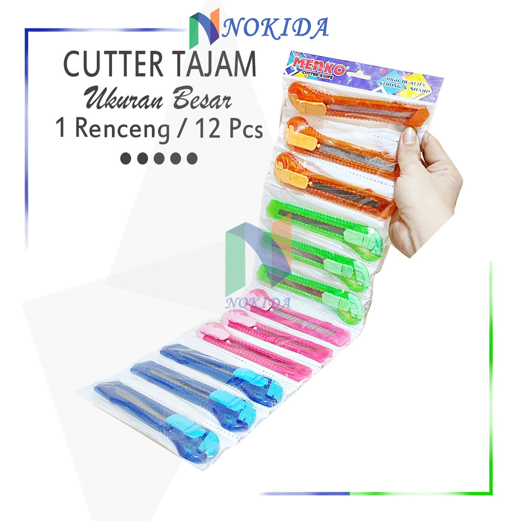 

Nokida Cutter Besar (1 Renceng/12 Pcs) / Alat Potong Serbaguna / Pisau Cuter Murah 1 Lusin