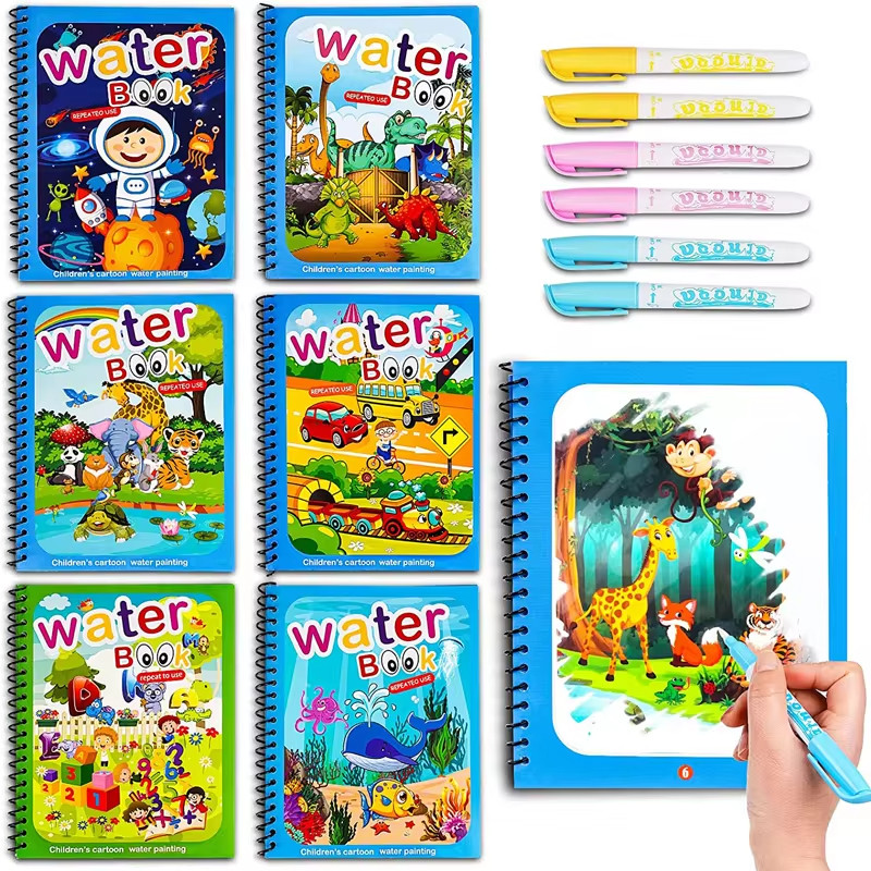 

Kids Magic Water Drawing Book Reusable Coloring Books Toddler Travel Painting Early Educational Toys for Boys Girls Child Gifts