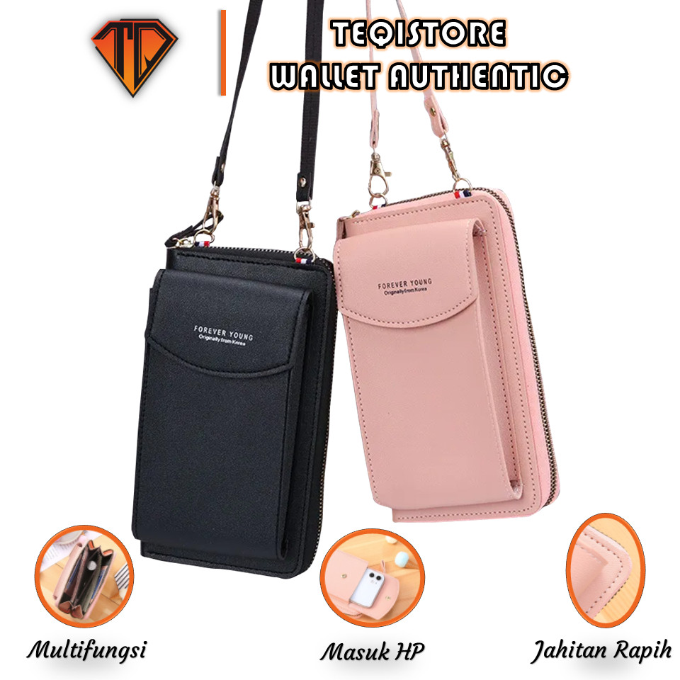 Tas Mini Wanita Lucu Forever Young Tas HP Selempang Tali Panjang Fleksibel