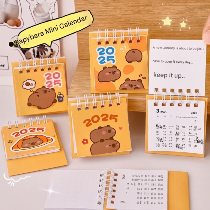 

[LOGU] Kalender mini capybara, Kalender 2025 fortune, Mini calender