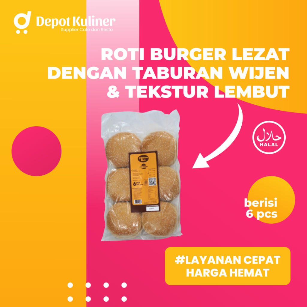 

Madam Bun Roti Burger Wijen isi 6 Pcs