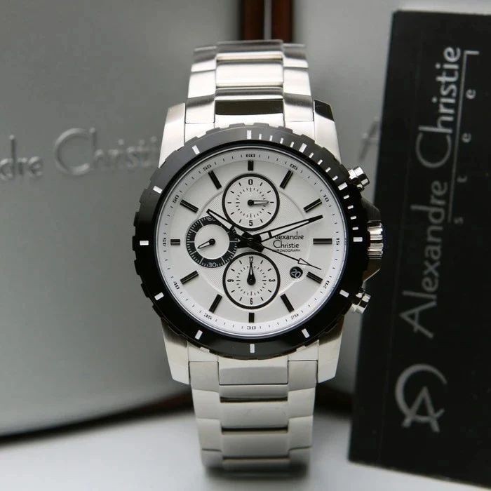 ✔Q.LnS✔ - READY STOCK Jam Tangan Pria Alexandre Christie AC6141 AC 6141 Original - Putih