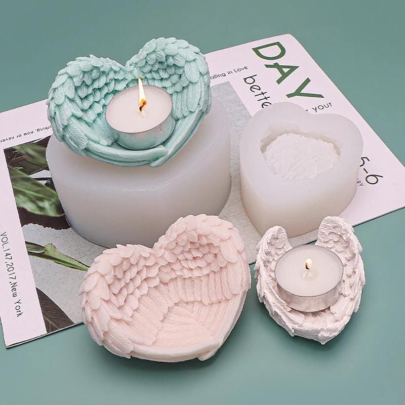 

Angel Love Wings Silicone Mold Car Diffuser Stone Office Storage Epoxy Ornaments Key Candle Holder Mold Candle Making Supplies