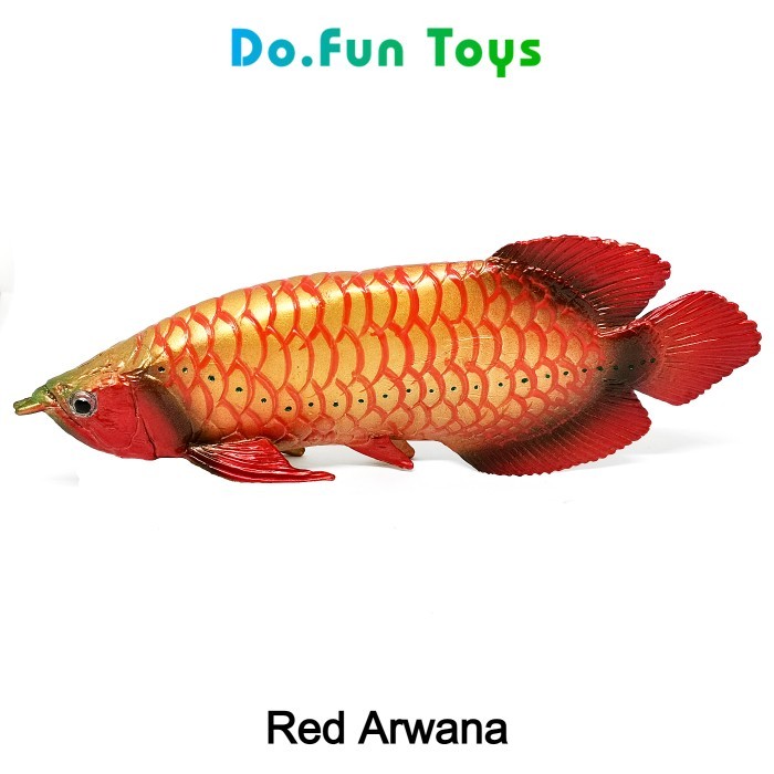 "Q.LnS" - PASTI READY Red Arowana Animal Figure/ Miniatur Mainan Ikan Arwana Merah