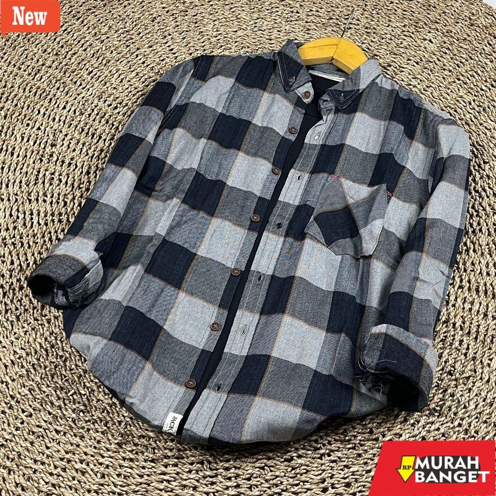 kemeja kotak kotak cowok JACKBROWN Kemeja flanel pria terlaris kemeja distro cowok casual kemeja len