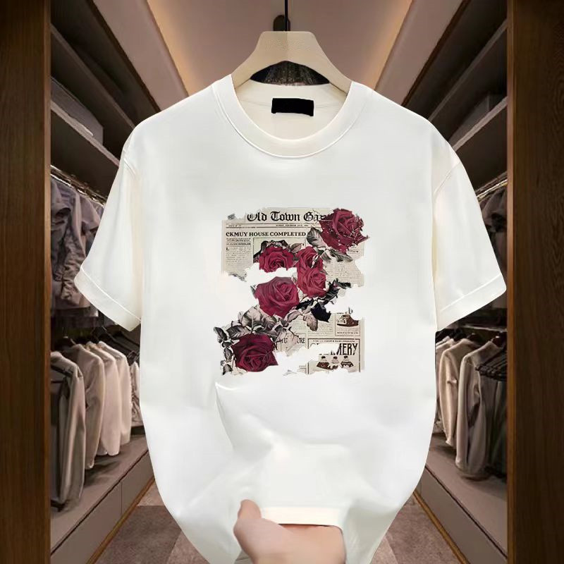 Mode Baru Musim Panas Merek Pu Shuai Kaos Lengan Pendek Anak Muda Keren Dicetak Pria dan Wanita Semu