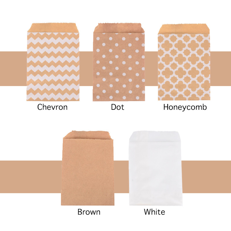 

50pcs 15*10CM Wave Dot Kraft Paper Candy Biscuit Bags Packing Pouch Popcorn Bag Birthday Wrapping Supplies Pastry Tool