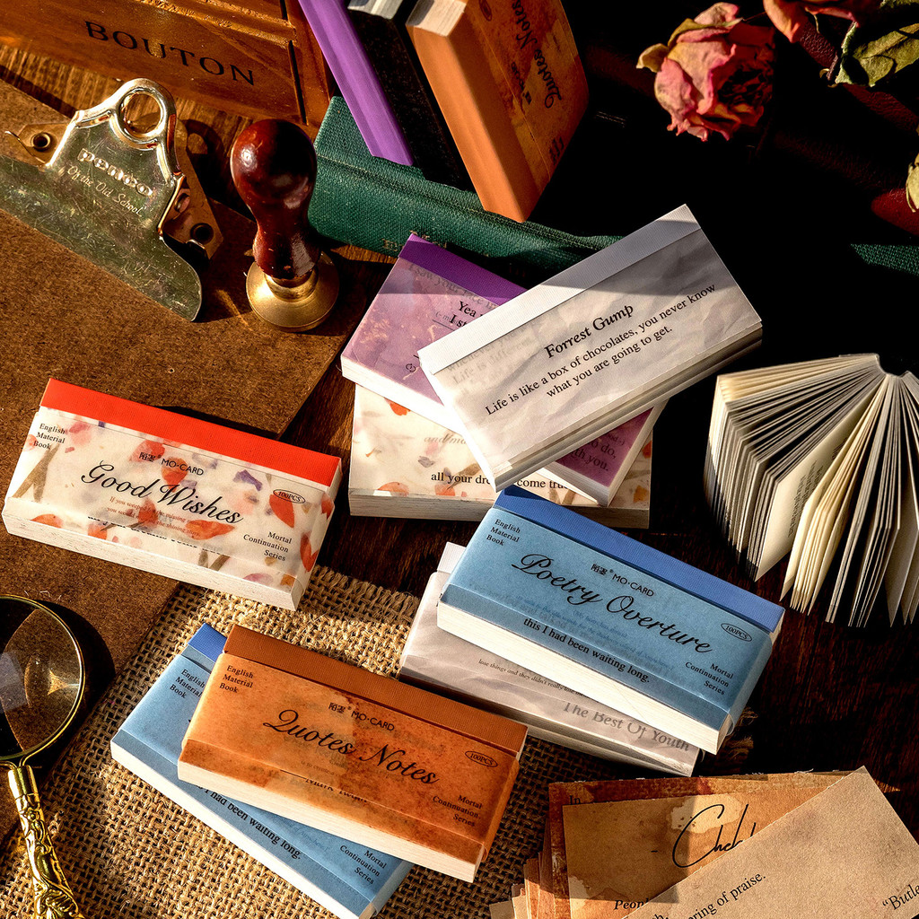 

Journamm 100pcs/pack English Phrases Decor Paper DIY Scrapbooking Materials Collage Junk Journal Creative Stationery Memo Paper