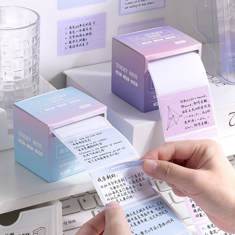 

256Pcs Creative Gradient Color Pull-out Sticky Notes Student Multi-functional Tearable N Times Stickers DIY Notebook Decor