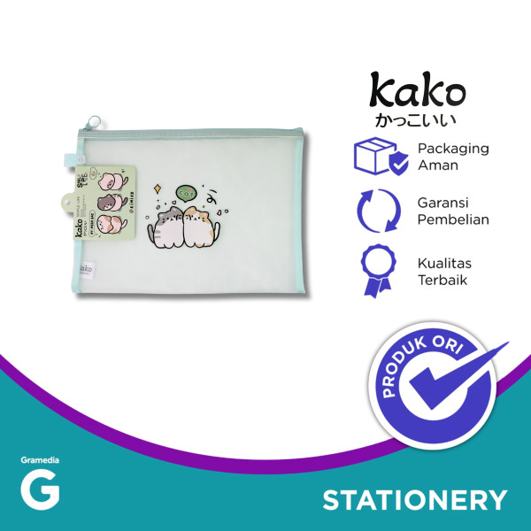

Kako Kimiko Cat Zipper Pocket Mesh A4 Green