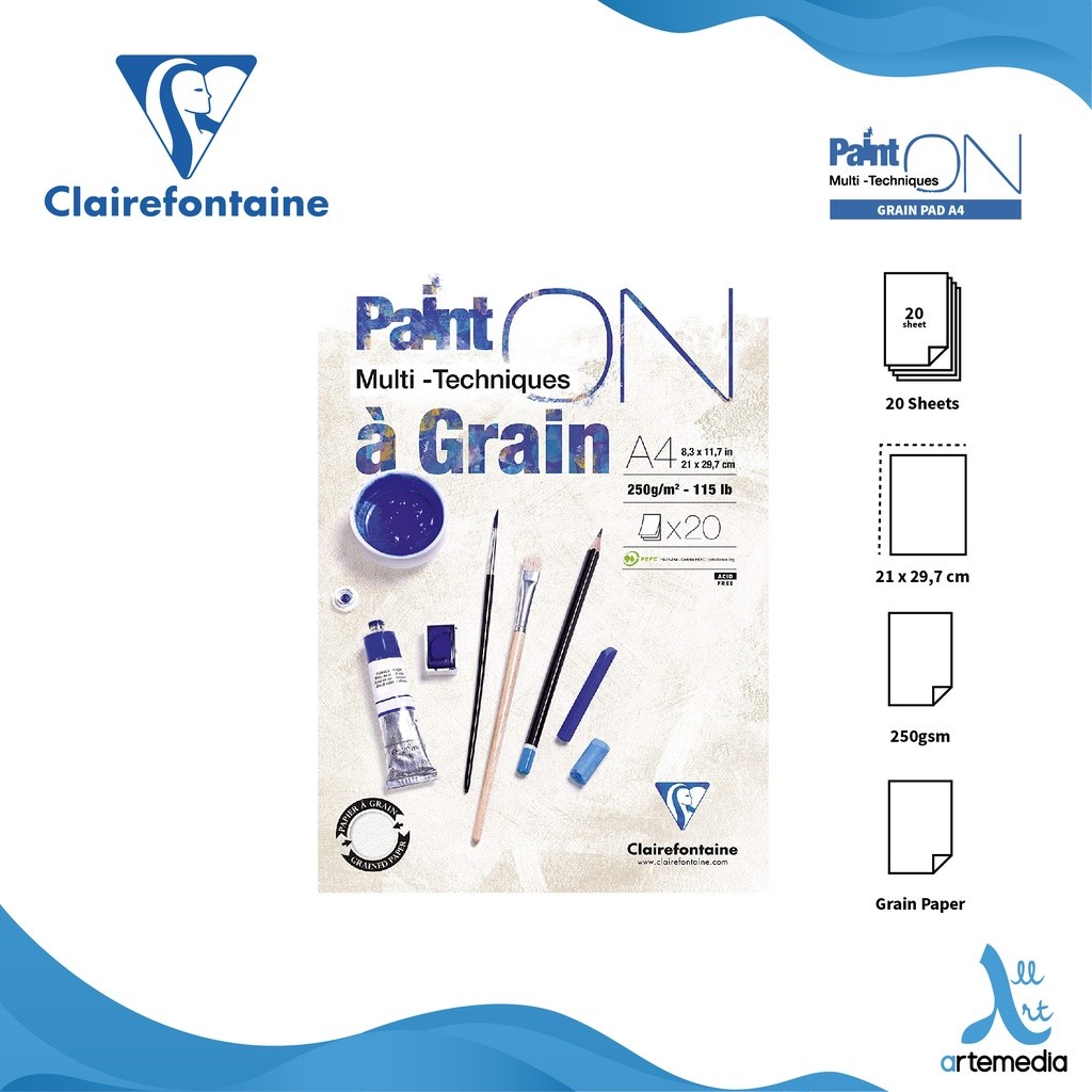 

Gramedia Surabaya - Clairefontaine Paint On a Grain Multi Technique Sketch Pad Sketchbook A4 Kertas Gambar