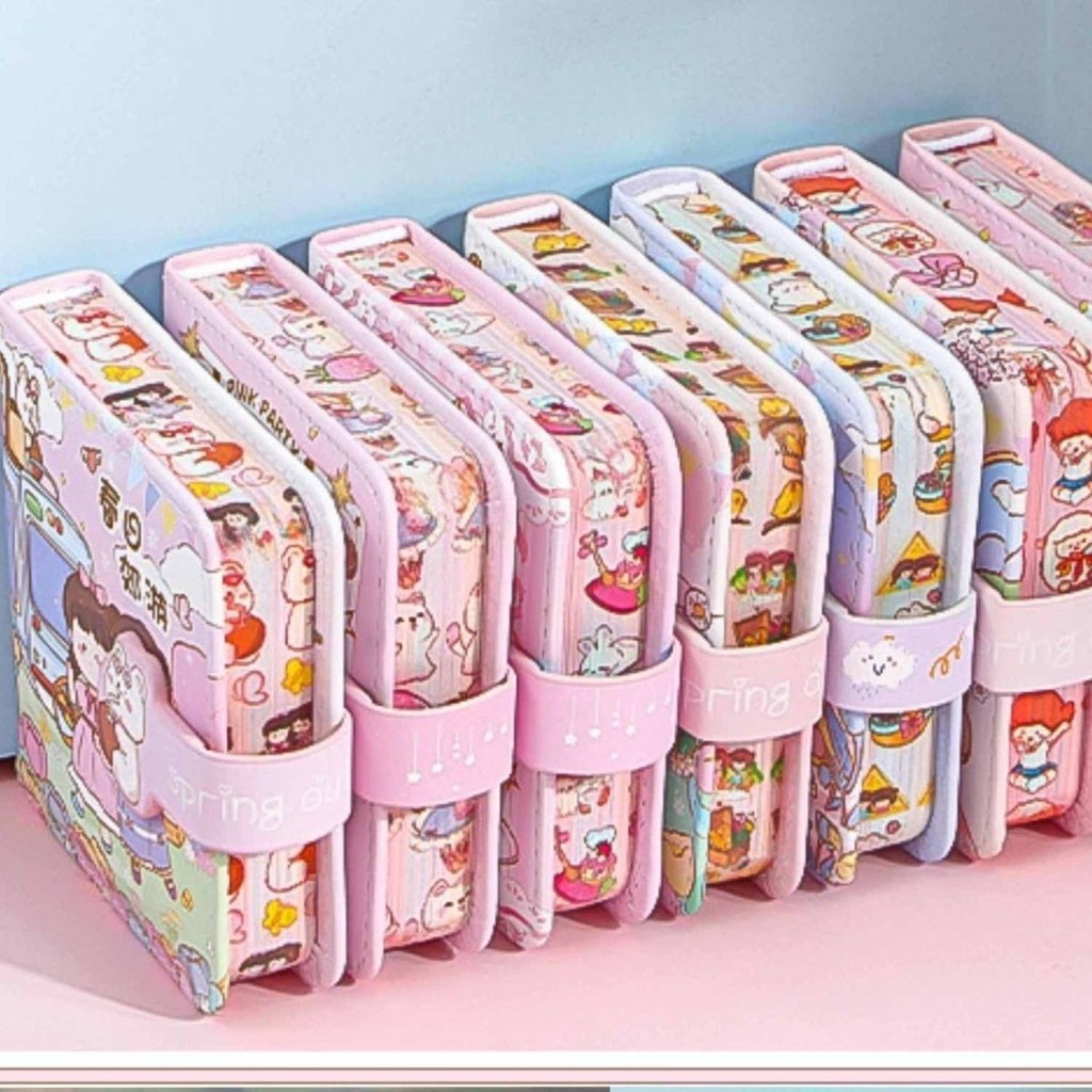 

8cm * 8cm Mini Cute Pink Student Portable Notebook Stationery School Supplies Notebook Student Writing Small Magnetic Buckle