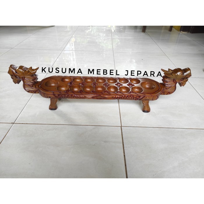 Dakon/Congklak Kayu Jati Model Naga (Termasuk Biji Untuk Permainan)