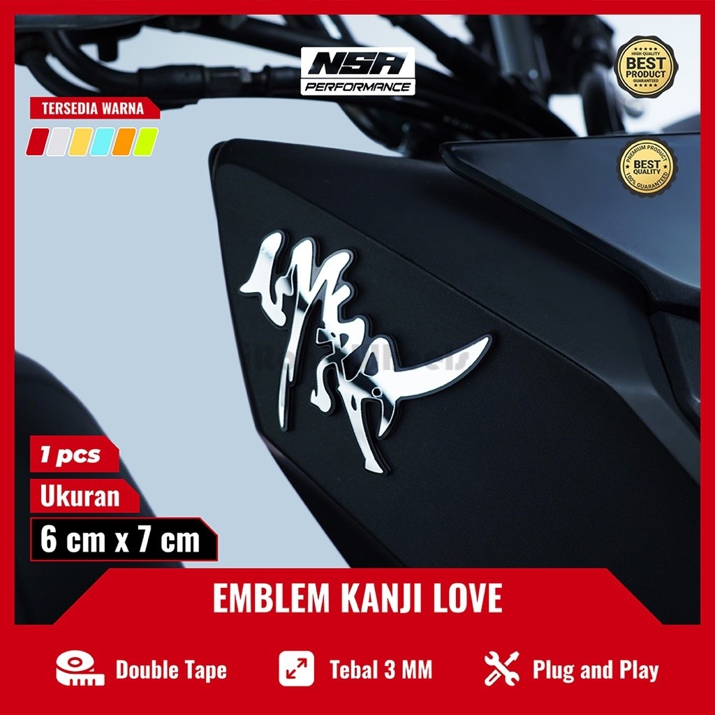iRon 2Wheels 1PCS EMBLEM KANJI LOVE BUKAN STIKER KANJI STICKER KEREN TIMBUL RACING STIKER LUCU TULIS