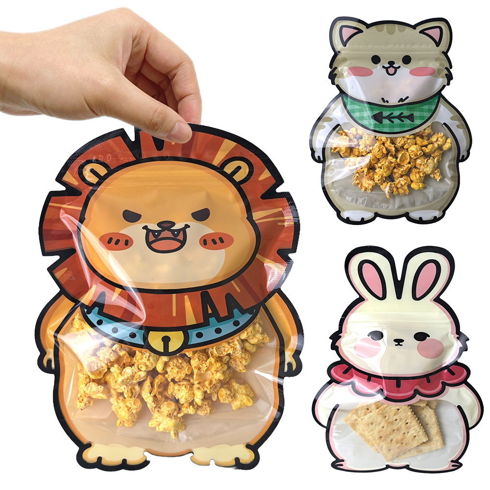 

20/40/80pcs Jungle Animal Theme Plastic Sealed Bag Cute Cartoon Hedgehog Rabbit Lion Pattern Kids Birthday Party Decoration