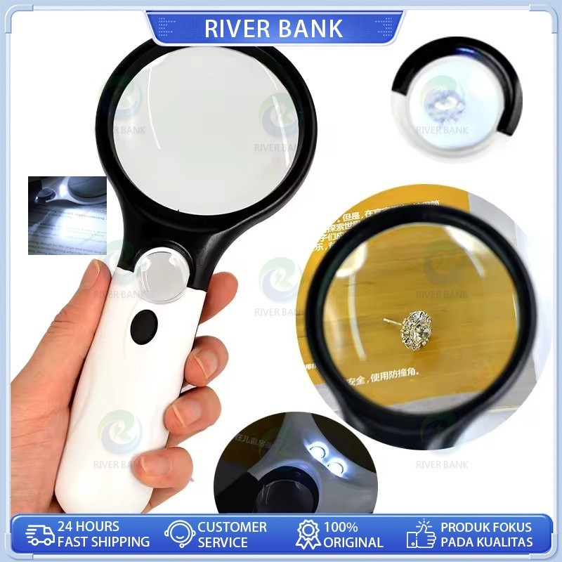 

2in1 Magnifier Gelas Kaca Pembesar Dengan Lampu 3 LED Loop Magnifying Untuk Membaca dan Perhiasan