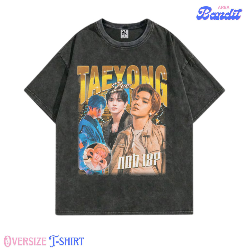 Bandit Area "kaos Nct 127 Taeyong" Oversized T-shirt washing washed