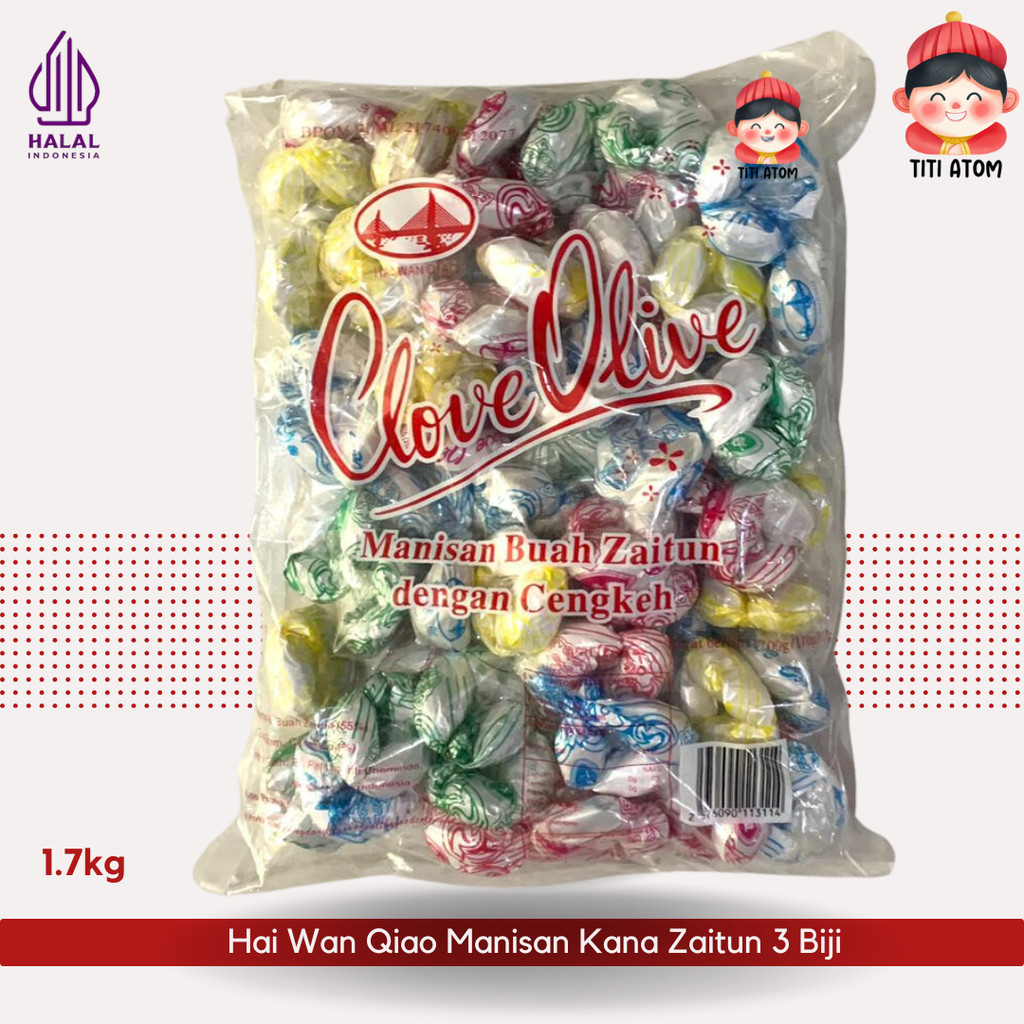 

Hai Wan Qiao Manisan Kana Buah Zaitun 3 Biji 1.7kg 1700g