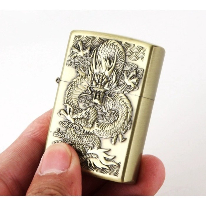 ( bayar di tempat ) Korek Api Minyak Motif Naga-Dragon 3D RM.SHOOP