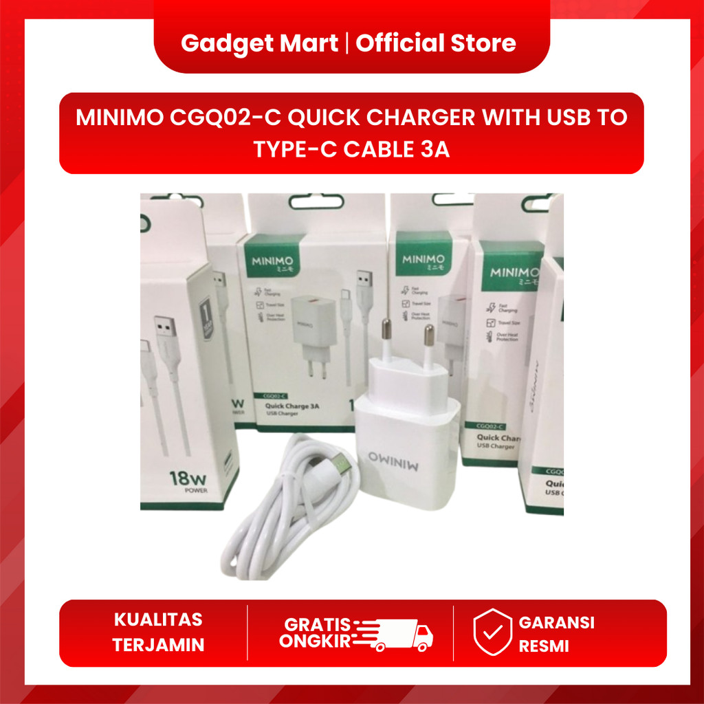 MINIMO CGQ02-C Quick Charger With USB to Type-C Cable 3A