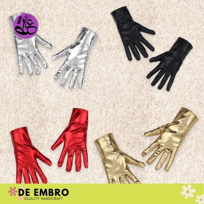 De Embro Sarung tangan latex polos hitam kilap sport Leather gloves Aksesoris fashion cosplay Sarung