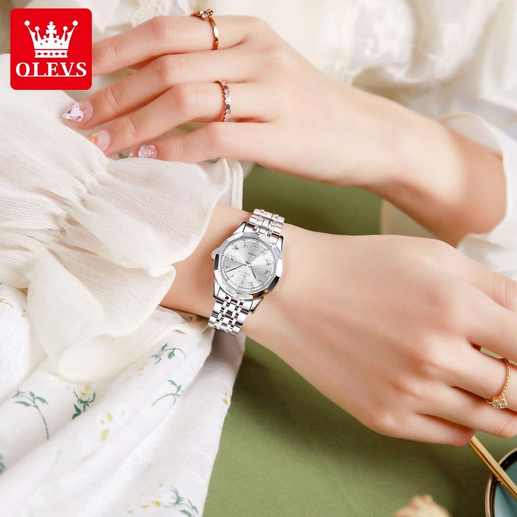Jam tangan wanita elegan OLEVS Jam Tangan Wanita Anti Air Original 100% 9990 Terbaru Mewah Stainless