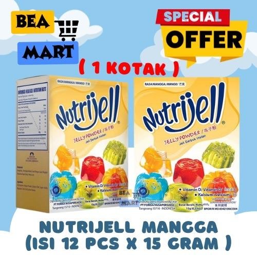 

Nutrijell MANGGA 1 Kotak Isi 12 Pcs x 15 gr | Agar Agar Stoberi Mango Jelly Powder Instant 15gr