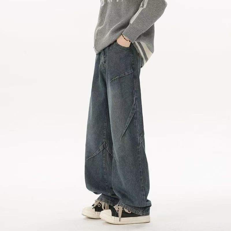 Celana Jeans Pria Panjang Korean Style Baggy Pants Celana Denim Dewasa Cowok Casual Celana Kulot Pri