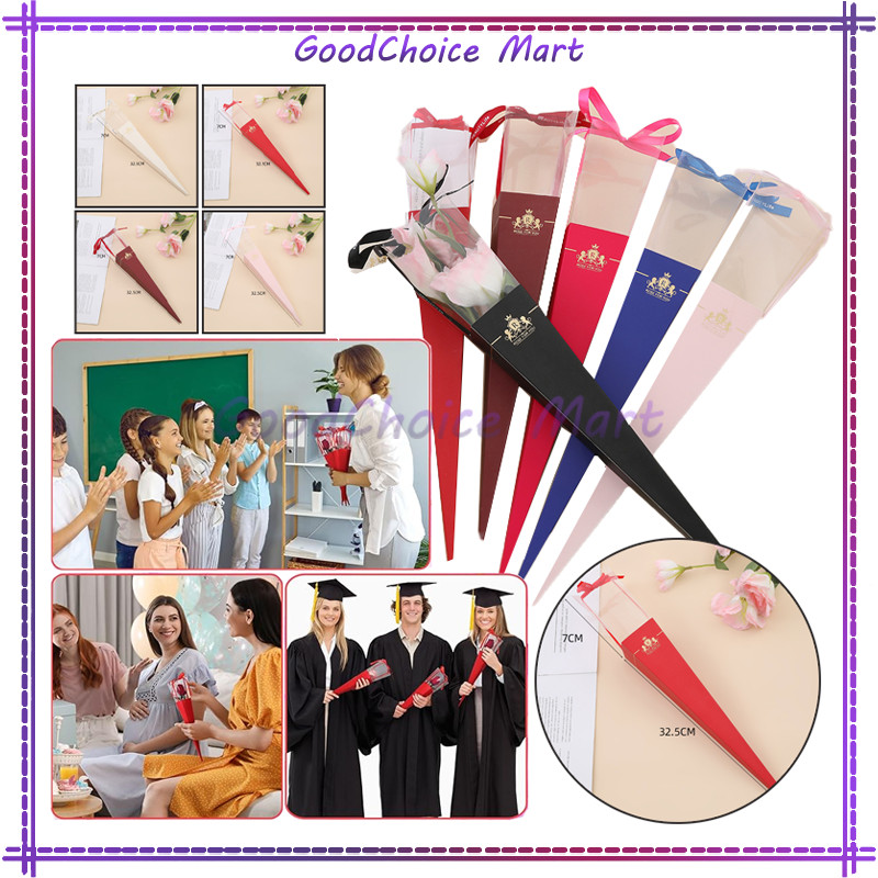 

10 PCS Single Rose Box / Plastik Bunga Satuan / Hadiah Bunga Mawar